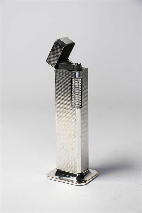 Vintage Dunhill Tallboy Table lighter Silver Plated 1970s